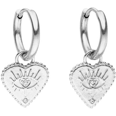 Purelei Boucles d'oreilles en forme de cœur Étanche Petites créoles avec pendentif en forme de cœur et zircone scintillant Acier inoxydable et plaqué or 18 carats Symbole d'amour, intuition et - Publicité Purelei Boucles d'oreilles en forme de cœur Étanche Petites créoles avec pendentif en forme de cœur et zircone scintillant Acier inoxydable et plaqué or 18 carats Symbole d'amour, intuition et - Publicité