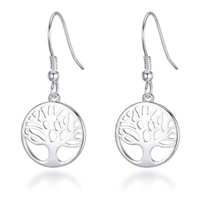 Philip Jones Boucles d'oreilles pendantes arbre de vie en argent sterling - Publicité Philip Jones Boucles d'oreilles pendantes arbre de vie en argent sterling - Publicité