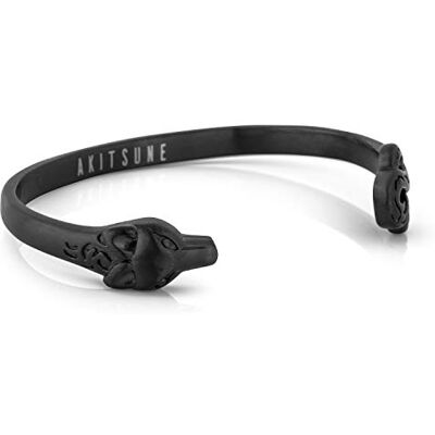 Akitsune Ferus Bracelet Bijoux de Bras Femmes Hommes Bracelet en Acier Inoxydable Cuff Bracelet Renard Minimaliste Noir Mat 55mm - Publicité Akitsune Ferus Bracelet Bijoux de Bras Femmes Hommes Bracelet en Acier Inoxydable Cuff Bracelet Renard Minimaliste Noir Mat 55mm - Publicité
