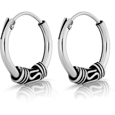 NKlaus Paire Ø 10mm Serpent Bali Créoles Celtiques 1,3mm Argent massif 925 Goth - Publicité NKlaus Paire Ø 10mm Serpent Bali Créoles Celtiques 1,3mm Argent massif 925 Goth - Publicité