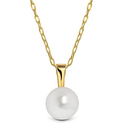 MIORE Collier Femme, Pendentif Or 9 Carats 375 Jaune, Perle d'Eau Douce 10.0mm, Collier Femme Or, Maille Forçat, 45 cm, Anneau à Ressort, Fabriqué en Italie, Bijoux Femme avec Boite a Bijoux - Publicité MIORE Collier Femme, Pendentif Or 9 Carats 375 Jaune, Perle d'Eau Douce 10.0mm, Collier Femme Or, Maille Forçat, 45 cm, Anneau à Ressort, Fabriqué en Italie, Bijoux Femme avec Boite a Bijoux - Publicité