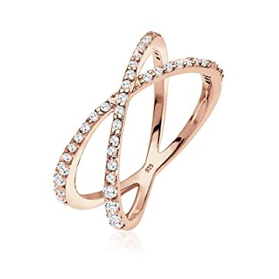 Elli Bague Femme Argent 925/1000 Anneaux multiples Croix Plaqué Or Rose Argent 925/1000 Oxyde de Zirconium - Publicité Elli Bague Femme Argent 925/1000 Anneaux multiples Croix Plaqué Or Rose Argent 925/1000 Oxyde de Zirconium - Publicité