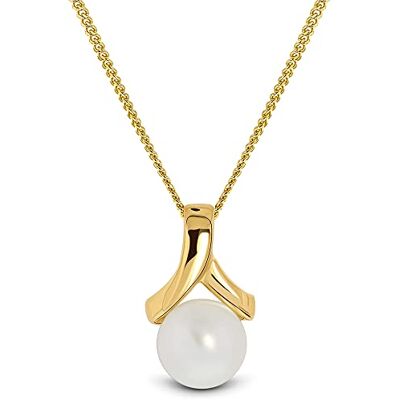 MIORE Collier Femme, Pendentif Or 9 Carats 375, Perle de Culture d'Eau Douce Ronde 7,5mm, Maille Gourmette 45cm, Fermoir Anneau à Ressort, Fabriqué en Italie, Bijoux Femme avec Boite a Bijoux - Publicité MIORE Collier Femme, Pendentif Or 9 Carats 375, Perle de Culture d'Eau Douce Ronde 7,5mm, Maille Gourmette 45cm, Fermoir Anneau à Ressort, Fabriqué en Italie, Bijoux Femme avec Boite a Bijoux - Publicité