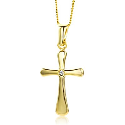 MIORE Collier Femme, Pendentif Croix, Or Jaune 9 Carats 375, Diamant, Design Classique, Chaîne Gourmette, 45 cm, Fermoir à Anneau à Ressort, Fabriqué en Italie, Bijoux Femme avec Boite a Bijoux - Publicité MIORE Collier Femme, Pendentif Croix, Or Jaune 9 Carats 375, Diamant, Design Classique, Chaîne Gourmette, 45 cm, Fermoir à Anneau à Ressort, Fabriqué en Italie, Bijoux Femme avec Boite a Bijoux - Publicité