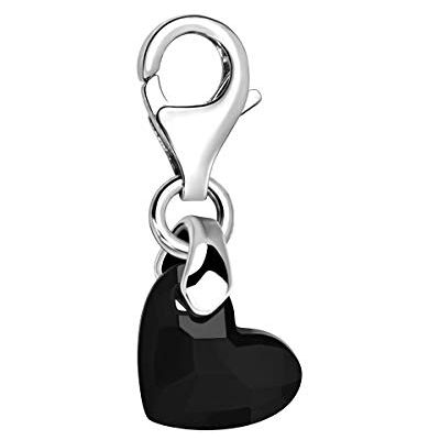 Quiges Charm Pendentif Breloque avec Fermoir Femme Plaqué Argent Coeur en Verre à Facettes 3D Noir - Publicité Quiges Charm Pendentif Breloque avec Fermoir Femme Plaqué Argent Coeur en Verre à Facettes 3D Noir - Publicité