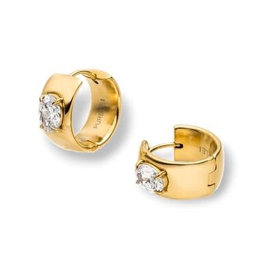 PURELEI Glam Boucles d'oreilles créoles scintillantes avec zircons blancs en acier inoxydable (plaqué or 14 carats/argent/or rose 18 carats) 18 mm, Normal, Acier inoxydable, Ormeau - Publicité PURELEI Glam Boucles d'oreilles créoles scintillantes avec zircons blancs en acier inoxydable (plaqué or 14 carats/argent/or rose 18 carats) 18 mm, Normal, Acier inoxydable, Ormeau - Publicité
