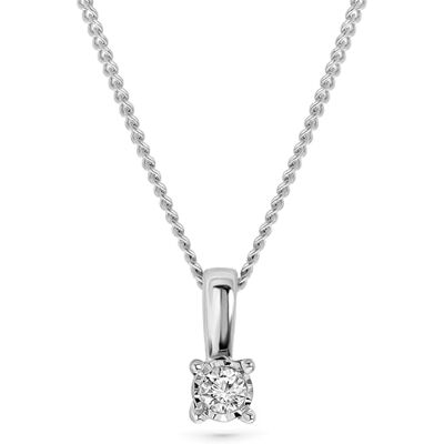 MIORE Collier Femme, Pendentif Or Blanc 9 Carats 375, Diamant 0.04 ct, Serti 4 Griffes, Maille Gourmette, 45 cm, Fermoir Anneau à Ressort, Fabriqué en Italie, Bijoux Femme avec Boite a Bijoux - Publicité MIORE Collier Femme, Pendentif Or Blanc 9 Carats 375, Diamant 0.04 ct, Serti 4 Griffes, Maille Gourmette, 45 cm, Fermoir Anneau à Ressort, Fabriqué en Italie, Bijoux Femme avec Boite a Bijoux - Publicité