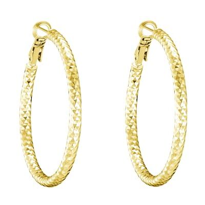 Philip Jones Boucles d'oreilles créoles plaquées or 40 mm coupe diamant, Plaqué or - Publicité Philip Jones Boucles d'oreilles créoles plaquées or 40 mm coupe diamant, Plaqué or - Publicité
