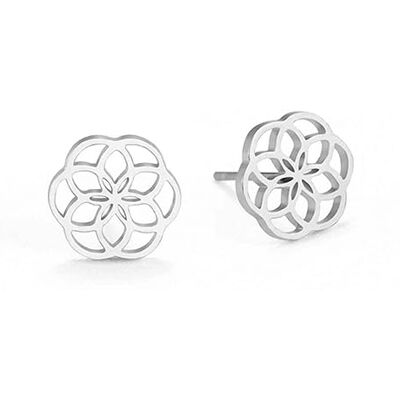 BlackAmazement Lot de 2 boucles d'oreilles en acier inoxydable 316L Motif fleur de vie Ornement de fleur de vie Noir/argenté/or rose Pour femme, Acier inoxydable - Publicité BlackAmazement Lot de 2 boucles d'oreilles en acier inoxydable 316L Motif fleur de vie Ornement de fleur de vie Noir/argenté/or rose Pour femme, Acier inoxydable - Publicité