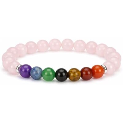 Felicidade Bracelet 7 Chakras en Quartz Rose – Pierres Fines Naturelles 8MM – Bijou Énergétique & Coloré – Harmonie, Bien-Être & Équilibre – Bracelet Femme & Homme – Idée Cadeau Lithothérapie - Publicité Felicidade Bracelet 7 Chakras en Quartz Rose – Pierres Fines Naturelles 8MM – Bijou Énergétique & Coloré – Harmonie, Bien-Être & Équilibre – Bracelet Femme & Homme – Idée Cadeau Lithothérapie - Publicité