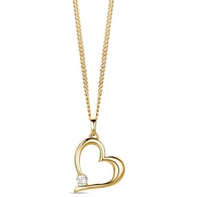 MIORE Collier Femme, Pendentif Cœur avec Zircone, Pendentif Or Blanc/Or Jaune 9 Carats (375) Chaine Argent Sterling 925 / Argent Plaqué Or 18 Carats, Maille Gourmette 45 cm, Avec Boite a Bijoux - Publicité MIORE Collier Femme, Pendentif Cœur avec Zircone, Pendentif Or Blanc/Or Jaune 9 Carats (375) Chaine Argent Sterling 925 / Argent Plaqué Or 18 Carats, Maille Gourmette 45 cm, Avec Boite a Bijoux - Publicité