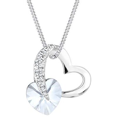 Elli Collier Femme Coeur Glamoureux avec Cristal en Argent Sterling 925 - Publicité Elli Collier Femme Coeur Glamoureux avec Cristal en Argent Sterling 925 - Publicité