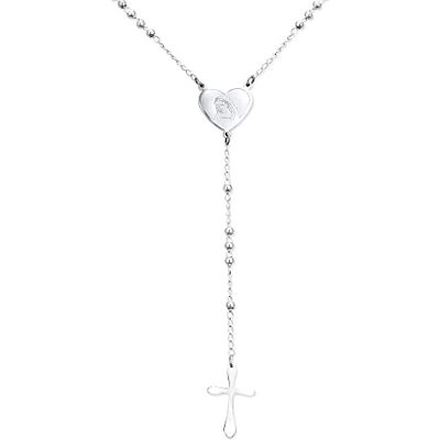 Bling Jewelry Chapelet de prière délicat en acier inoxydable ton argent pour femmes et adolescentes, avec perles rondes de 2 mm, cœur, Sainte Mère Vierge Marie, croix simple et chaîne Rosario. Publicité Bling Jewelry Chapelet de prière délicat en acier inoxydable ton argent pour femmes et adolescentes, avec perles rondes de 2 mm, cœur, Sainte Mère Vierge Marie, croix simple et chaîne Rosario. Publicité