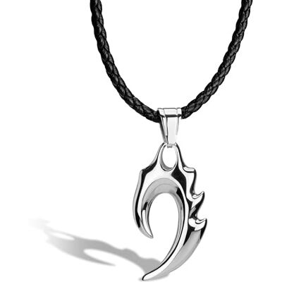 SERASAR Collier Homme Cuir Flamme Argent Acier Inoxydable 316L Élégant 50cm - Publicité SERASAR Collier Homme Cuir Flamme Argent Acier Inoxydable 316L Élégant 50cm - Publicité
