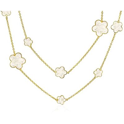 Bling Jewelry La Mode Tasse En Métal Crème Fleur De Trèfle Àongue Collier Couches En Plaqué Or Pour Femmes - Publicité Bling Jewelry La Mode Tasse En Métal Crème Fleur De Trèfle Àongue Collier Couches En Plaqué Or Pour Femmes - Publicité