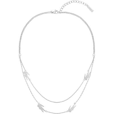Lacoste Collier Chaîne Double pour Femme Collection CROCODILE en Acier Inoxydable avec des Charms en forme de Crocodile - Publicité Lacoste Collier Chaîne Double pour Femme Collection CROCODILE en Acier Inoxydable avec des Charms en forme de Crocodile - Publicité