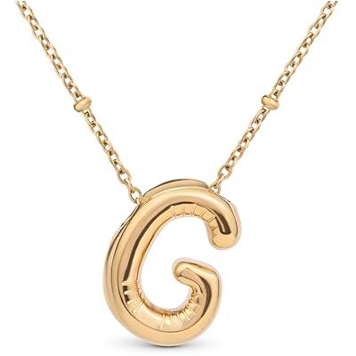 Amberta Collier de Lettres à Bulles en Or pour Femme et Adolescentes Pendentif Initiale en Acier Inoxydable Plaqué Or 18 Carats Bubble Balloon Lettre Épaisse Chaîne Personnalisée Prénom: G - Publicité Amberta Collier de Lettres à Bulles en Or pour Femme et Adolescentes Pendentif Initiale en Acier Inoxydable Plaqué Or 18 Carats Bubble Balloon Lettre Épaisse Chaîne Personnalisée Prénom: G - Publicité