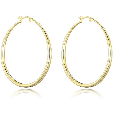 Philip Jones Boucles d'Oreilles Créoles 50mm Plaqué Or - Publicité Philip Jones Boucles d'Oreilles Créoles 50mm Plaqué Or - Publicité