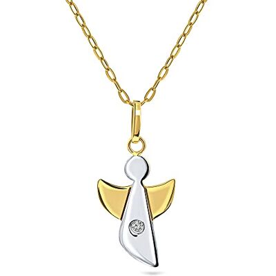 MIORE Collier Femme, Pendentif Or 9 Carats 375 Bicolore, Diamant, Ange Gardien, Maille Forçat, 45 cm, Fermoir à Anneau à Ressort, Fabriqué en Italie, Bijoux Femme avec Boite a Bijoux - Publicité MIORE Collier Femme, Pendentif Or 9 Carats 375 Bicolore, Diamant, Ange Gardien, Maille Forçat, 45 cm, Fermoir à Anneau à Ressort, Fabriqué en Italie, Bijoux Femme avec Boite a Bijoux - Publicité