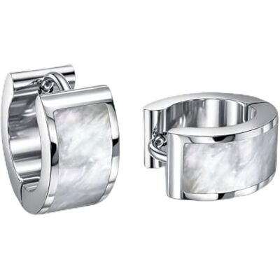 SoulCats Boucles d'oreilles créoles avec fermoir en acier inoxydable et nacre en argent - Publicité SoulCats Boucles d'oreilles créoles avec fermoir en acier inoxydable et nacre en argent - Publicité
