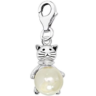 Quiges Charm Pendentif Breloque avec Fermoir Femme Plaqué Argent Blanc Imitation Perle avec Chat 3D - Publicité Quiges Charm Pendentif Breloque avec Fermoir Femme Plaqué Argent Blanc Imitation Perle avec Chat 3D - Publicité