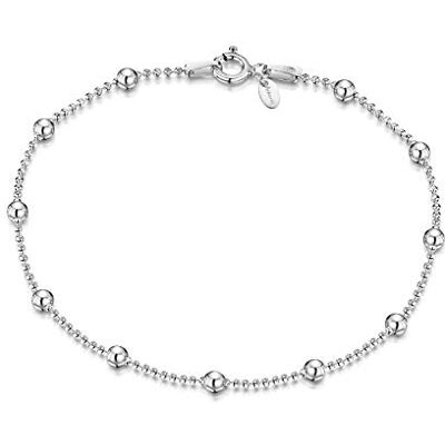 Amberta® Bijoux Bracelet Chaîne Argent 925/1000 Maille Boule Largeur 1.1/3.2 (mm) Longueur 40 45 50 55 60 cm (19cm) - Publicité Amberta® Bijoux Bracelet Chaîne Argent 925/1000 Maille Boule Largeur 1.1/3.2 (mm) Longueur 40 45 50 55 60 cm (19cm) - Publicité
