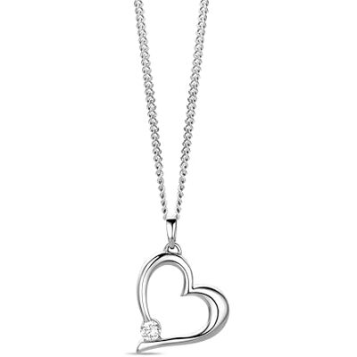 MIORE Collier Femme, Pendentif Cœur avec Zircone, Pendentif Or Blanc/Or Jaune 9 Carats (375) Chaine Argent Sterling 925 / Argent Plaqué Or 18 Carats, Maille Gourmette 45 cm, Avec Boite a Bijoux - Publicité MIORE Collier Femme, Pendentif Cœur avec Zircone, Pendentif Or Blanc/Or Jaune 9 Carats (375) Chaine Argent Sterling 925 / Argent Plaqué Or 18 Carats, Maille Gourmette 45 cm, Avec Boite a Bijoux - Publicité