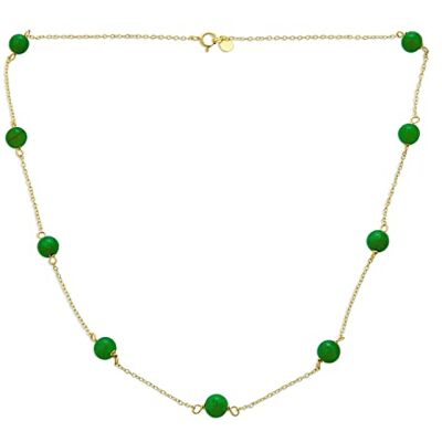 Bling Jewelry Collier Simple Et Délicat En Pierres Précieuses De Jade Vertes Avec Perles Rondes En Forme De Coupelles Pour Femmes En Argent Sterling Plaqué Or Jaune 14K 16 18 Pouces - Publicité Bling Jewelry Collier Simple Et Délicat En Pierres Précieuses De Jade Vertes Avec Perles Rondes En Forme De Coupelles Pour Femmes En Argent Sterling Plaqué Or Jaune 14K 16 18 Pouces - Publicité