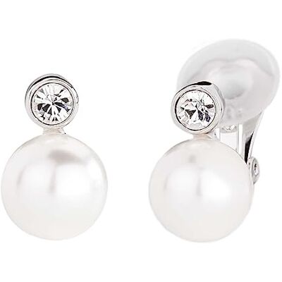 Traveller Clips d'oreilles Pour Femmes Perles 10 mm Blanc Crystal Argent Platine 15x10 mm - Publicité Traveller Clips d'oreilles Pour Femmes Perles 10 mm Blanc Crystal Argent Platine 15x10 mm - Publicité