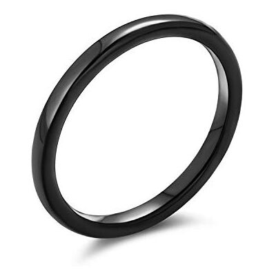 Bling Jewelry Anneau de mariage en titane noir minimaliste empilable fin pour couples, pour hommes et femmes, ajustement confortable 2MM - Publicité Bling Jewelry Anneau de mariage en titane noir minimaliste empilable fin pour couples, pour hommes et femmes, ajustement confortable 2MM - Publicité