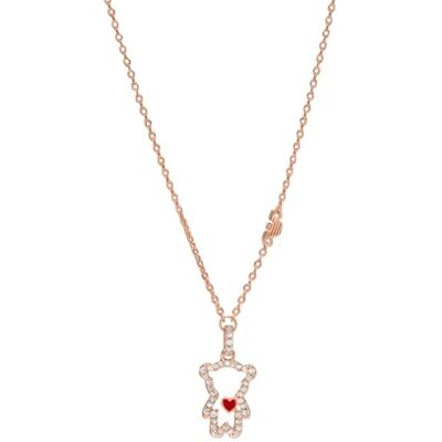 Emporio Armani Collier pour femmes en laiton avec fermoir mousqueton en ton or rose, Argent arctique métallisé - Publicité Emporio Armani Collier pour femmes en laiton avec fermoir mousqueton en ton or rose, Argent arctique métallisé - Publicité