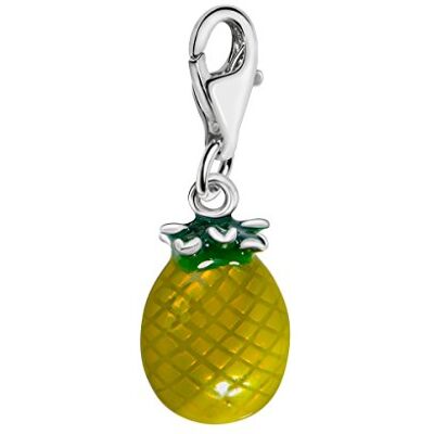 Quiges Charm Pendentif Breloque avec Fermoir Femme Plaqué Argent Émail Jaune Et Vert 3D Fruits Ananas - Publicité Quiges Charm Pendentif Breloque avec Fermoir Femme Plaqué Argent Émail Jaune Et Vert 3D Fruits Ananas - Publicité