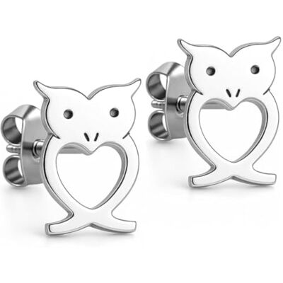 Felicidade Boucles d’Oreilles Hibou avec Cœur en Acier Inoxydable Argenté – Symbole de Sagesse, Protection & Intuition – Bijou Spirituel Élégant & Intemporel pour Femme – Idée Cadeau Symbolique - Publicité Felicidade Boucles d’Oreilles Hibou avec Cœur en Acier Inoxydable Argenté – Symbole de Sagesse, Protection & Intuition – Bijou Spirituel Élégant & Intemporel pour Femme – Idée Cadeau Symbolique - Publicité
