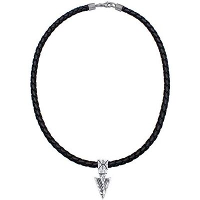 Kuzzoi Collier en cuir pour homme avec pendentif flèche en argent sterling 925 massif, chaîne en cuir de vachette tressé noir, longueur 50 cm, épaisseur 5,5 mm, chaîne de surfeur, chaînes pour homme - Publicité Kuzzoi Collier en cuir pour homme avec pendentif flèche en argent sterling 925 massif, chaîne en cuir de vachette tressé noir, longueur 50 cm, épaisseur 5,5 mm, chaîne de surfeur, chaînes pour homme - Publicité