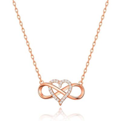 Philip Jones Collier Cœur Infini Plaqué Or Rose Créé avec des Cristaux Zircondia® - Publicité Philip Jones Collier Cœur Infini Plaqué Or Rose Créé avec des Cristaux Zircondia® - Publicité