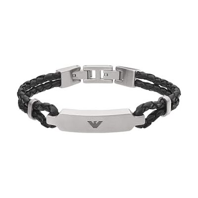 Emporio Armani bracelet pour homme en acier inoxydable ou en cuir avec fermoir à maillons, Noir Jett - Publicité Emporio Armani bracelet pour homme en acier inoxydable ou en cuir avec fermoir à maillons, Noir Jett - Publicité