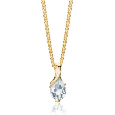 MIORE Collier Femme, Pendentif Or Jaune 9 Carats 375 Chaine Argent Plaqué Or 18 Carats, Pendentif Aigue-marine, Pierre précieuse Poire, Maille Gourmette 45 cm, Fermoir Mousqueton, Avec Boite a Bijoux - Publicité MIORE Collier Femme, Pendentif Or Jaune 9 Carats 375 Chaine Argent Plaqué Or 18 Carats, Pendentif Aigue-marine, Pierre précieuse Poire, Maille Gourmette 45 cm, Fermoir Mousqueton, Avec Boite a Bijoux - Publicité