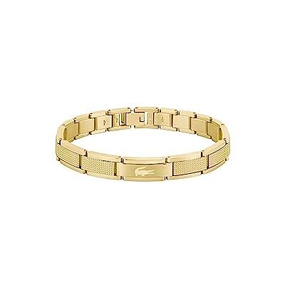 Lacoste Bracelet à Maillons pour Homme Collection STENCIL en Or Jaune Embelli avec Motif Petit Piqué - Publicité Lacoste Bracelet à Maillons pour Homme Collection STENCIL en Or Jaune Embelli avec Motif Petit Piqué - Publicité