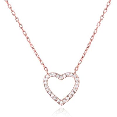 Philip Jones Collier Cœur Ouvert Plaqué Or Rose Créé avec des Cristaux Zircondia® - Publicité Philip Jones Collier Cœur Ouvert Plaqué Or Rose Créé avec des Cristaux Zircondia® - Publicité