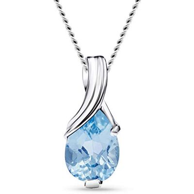 MIORE Collier Femme, Pendentif Solitaire, Or Blanc 9 Carats 375, Topaze Bleue 0.87, Forme de Goutte, Maille Gourmette 45 cm, Fermoir à Ressort, Fabriqué en Italie, Bijoux Femme avec Boite a Bijoux - Publicité MIORE Collier Femme, Pendentif Solitaire, Or Blanc 9 Carats 375, Topaze Bleue 0.87, Forme de Goutte, Maille Gourmette 45 cm, Fermoir à Ressort, Fabriqué en Italie, Bijoux Femme avec Boite a Bijoux - Publicité