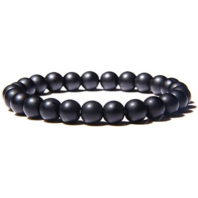 ZENSE Bracelet ajustable homme perles noires lisses en lave naturelle - Publicité ZENSE Bracelet ajustable homme perles noires lisses en lave naturelle - Publicité