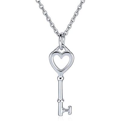 Bling Jewelry Clé Romantique Simple pour Votre Cœur Collier Pendentif Clé Cœur Ouvert pour Femmes Adolescentes Petite Amie en Argent Sterling .925 - Publicité Bling Jewelry Clé Romantique Simple pour Votre Cœur Collier Pendentif Clé Cœur Ouvert pour Femmes Adolescentes Petite Amie en Argent Sterling .925 - Publicité