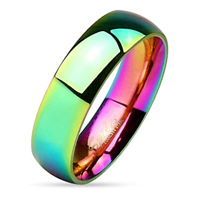 BlackAmazement Bague en acier inoxydable arc-en-ciel bombée Pride multicolore, Acier inoxydable - Publicité BlackAmazement Bague en acier inoxydable arc-en-ciel bombée Pride multicolore, Acier inoxydable - Publicité