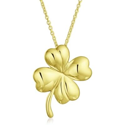 Bling Jewelry Collier Pendentif Trèfle À Quatre Feuilles Porte-Bonheur En Forme De Trèfle Irlandais Chanceux Pour Femmes Adolescents Plaqué Or Jaune Poli En Argent Sterling .925 - Publicité Bling Jewelry Collier Pendentif Trèfle À Quatre Feuilles Porte-Bonheur En Forme De Trèfle Irlandais Chanceux Pour Femmes Adolescents Plaqué Or Jaune Poli En Argent Sterling .925 - Publicité