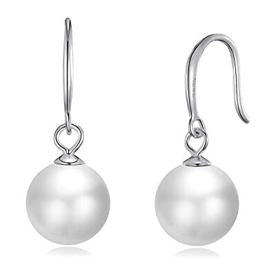 Philip Jones Boucles d'oreilles en argent sterling avec perle blanche - Publicité Philip Jones Boucles d'oreilles en argent sterling avec perle blanche - Publicité
