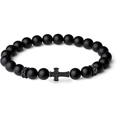 COAI Bracelet à Charms Croix Pierres Véritables Onyx Mat Unisexe - Publicité COAI Bracelet à Charms Croix Pierres Véritables Onyx Mat Unisexe - Publicité
