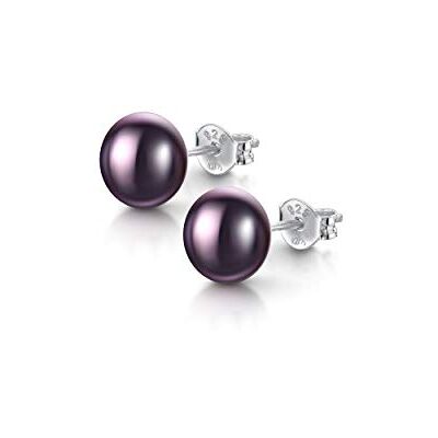 Amberta Boucles D'Oreilles pour Femme en Argent 925/1000 avec Perles: 7-8 mm/Perle Foncée - Publicité Amberta Boucles D'Oreilles pour Femme en Argent 925/1000 avec Perles: 7-8 mm/Perle Foncée - Publicité