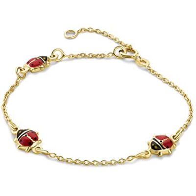 MIORE Bracelet Fille Or 9 Carats (375), Motifs Coccinelles Émail Rouge et Noir, Chaine Maille Forçat Longueur 14 cm, Fermoir Anneau à Ressort, Bracelet Charms Hypoallergénique, Fabriqué en Italie - Publicité MIORE Bracelet Fille Or 9 Carats (375), Motifs Coccinelles Émail Rouge et Noir, Chaine Maille Forçat Longueur 14 cm, Fermoir Anneau à Ressort, Bracelet Charms Hypoallergénique, Fabriqué en Italie - Publicité
