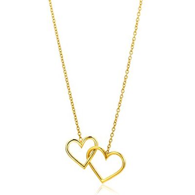 MIORE Collier Femme, Pendentif Deux Cœurs Entrelacés, Or Jaune 9 Carats 375, Collier Or Femme, Maille Forçat 42 cm, Fermoir Anneau à Ressort, Fabriqué en Italie, Bijoux Femme avec Boite a Bijoux - Publicité MIORE Collier Femme, Pendentif Deux Cœurs Entrelacés, Or Jaune 9 Carats 375, Collier Or Femme, Maille Forçat 42 cm, Fermoir Anneau à Ressort, Fabriqué en Italie, Bijoux Femme avec Boite a Bijoux - Publicité
