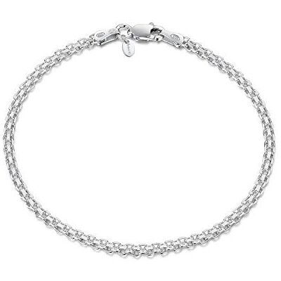 Amberta® Bijoux Bracelet Chaîne Argent 925/1000 Maille Bismarck Largeur 2.2 mm Longueur 18 19 20 cm - Publicité Amberta® Bijoux Bracelet Chaîne Argent 925/1000 Maille Bismarck Largeur 2.2 mm Longueur 18 19 20 cm - Publicité